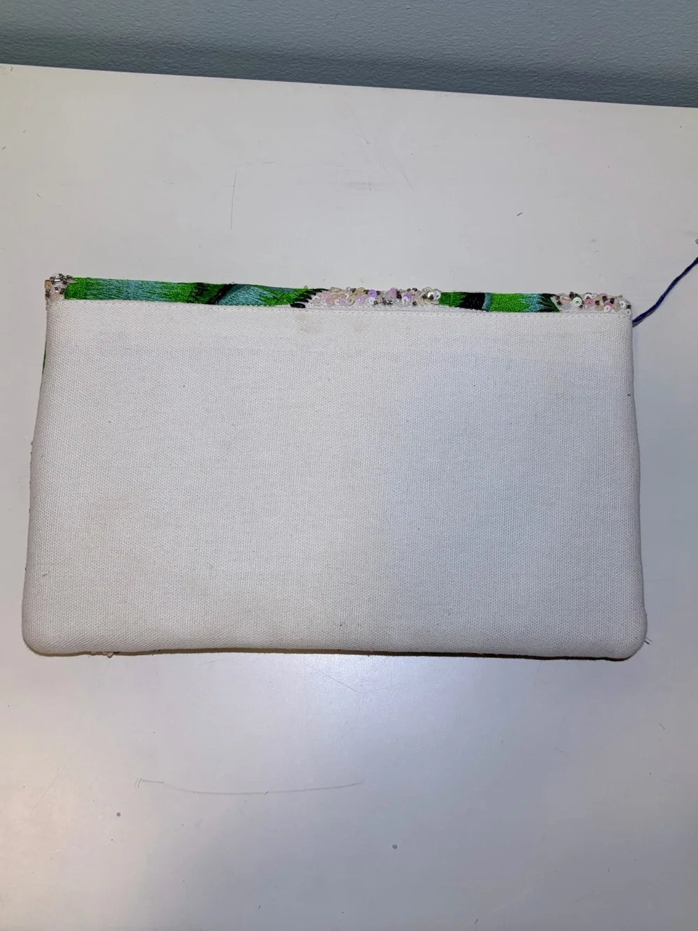 NWT Ford & Crew Tropical Palm Leaf Embroidered Sequin Envelope Clutch With Chain
